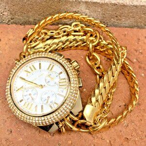 Michael Kors Camille MK5756 Pavé Custom Multi-Chain Gold-Tone Chronograph Watch